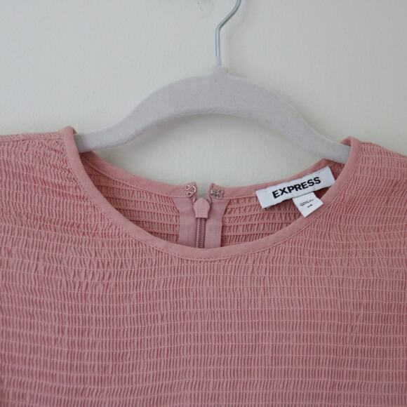 Women's Express Pink Ruched Peplum Top Shirt XS - Picture 5 of 7